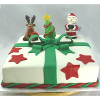 Christmas Cake - Gift Box with Santa Rudolph & Tree